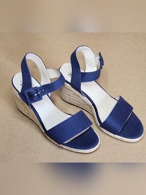 LifeStride Women's Tango 2 Espadrille Wedge Sandal, Navy Sz 8